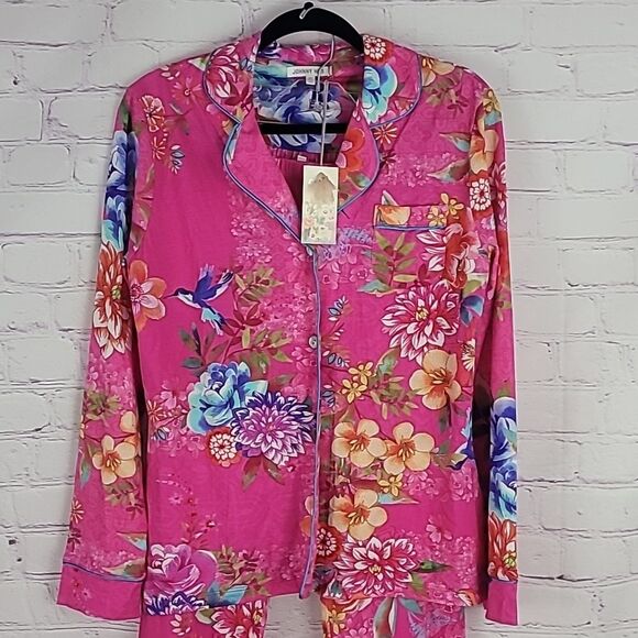 Johnny Was Pink Floral Carly Pj Set. Long Sleeve Button Up Top W/ Pants. Size XS - Picture 4 of 13